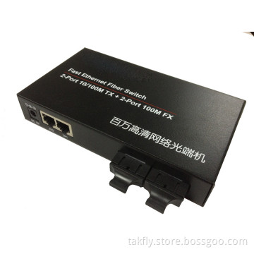 100m 2 Optical Port and 2 RJ45 Port Media Converter